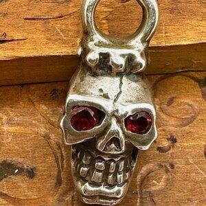 Travis Walker Early Old Skull Pendant with Stone Eyes New W/Pouch